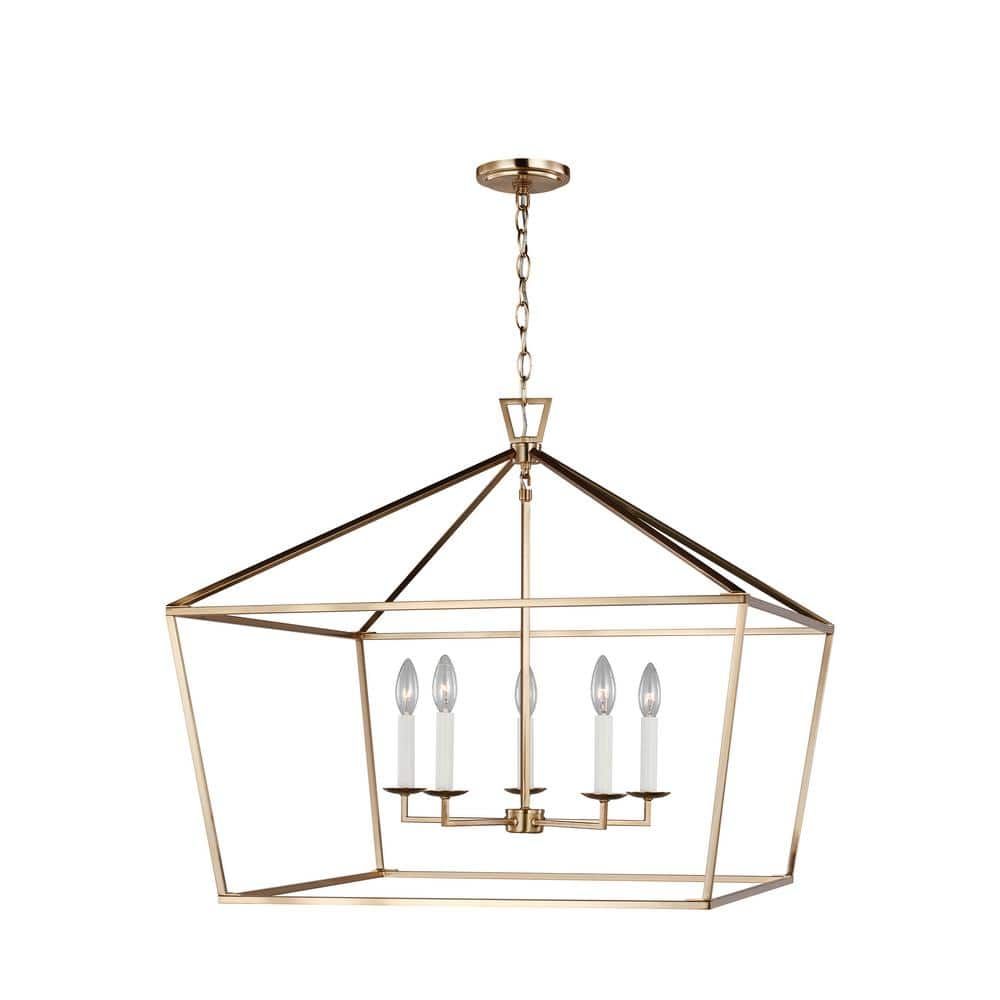 Dianna 25" Satin Brass 5-Light Farmhouse Pendant
