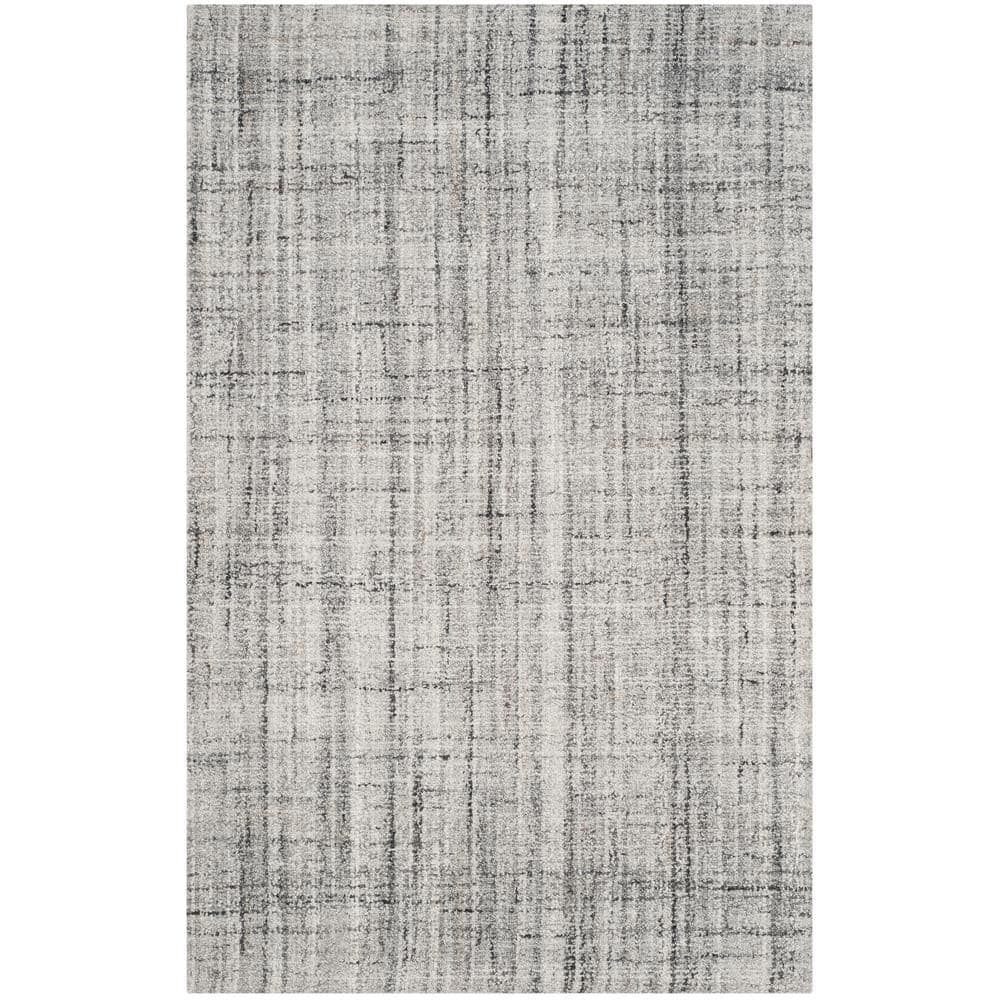 Handmade Grey/Black Abstract Tufted Wool-Blend 5' x 8' Area Rug