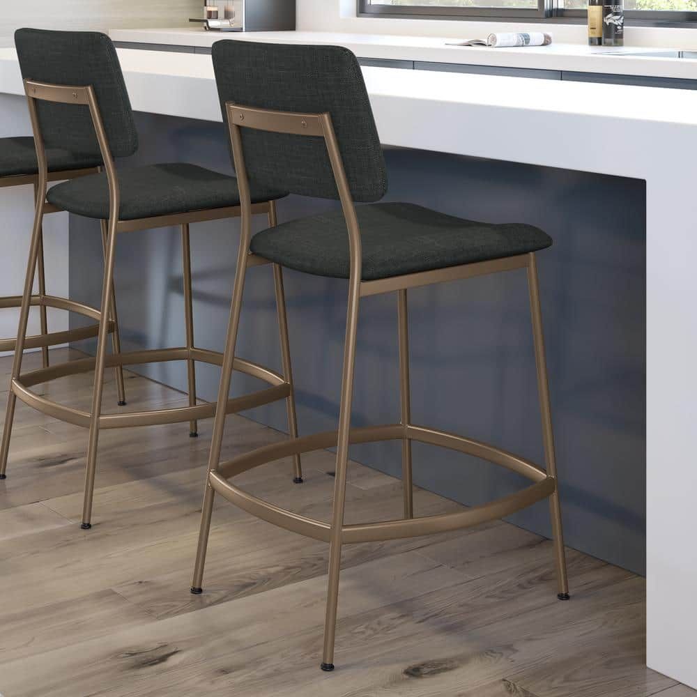 Sullivan 26" Chic Black Polyester and Bronze Metal Counter Stool