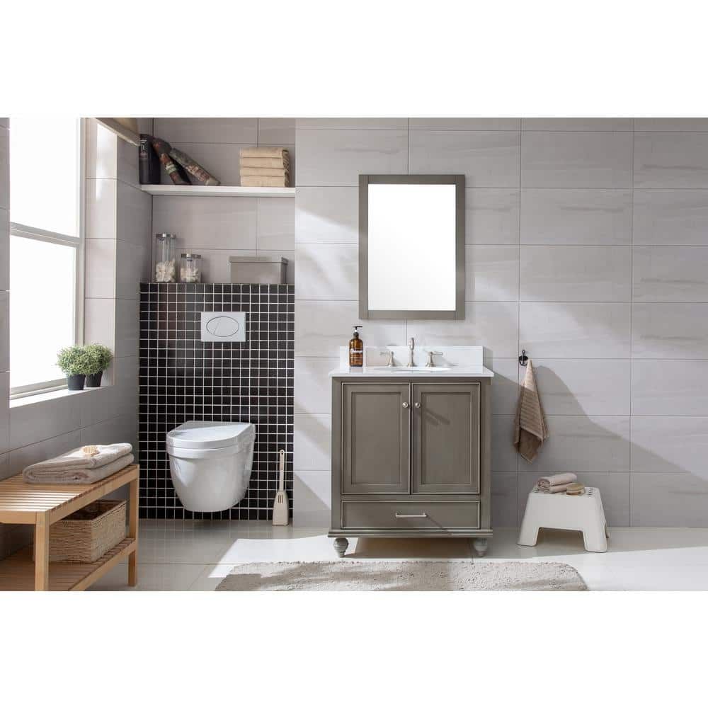 Melissa 30'' Silver Gray Single Bathroom Vanity with Carrara White Top