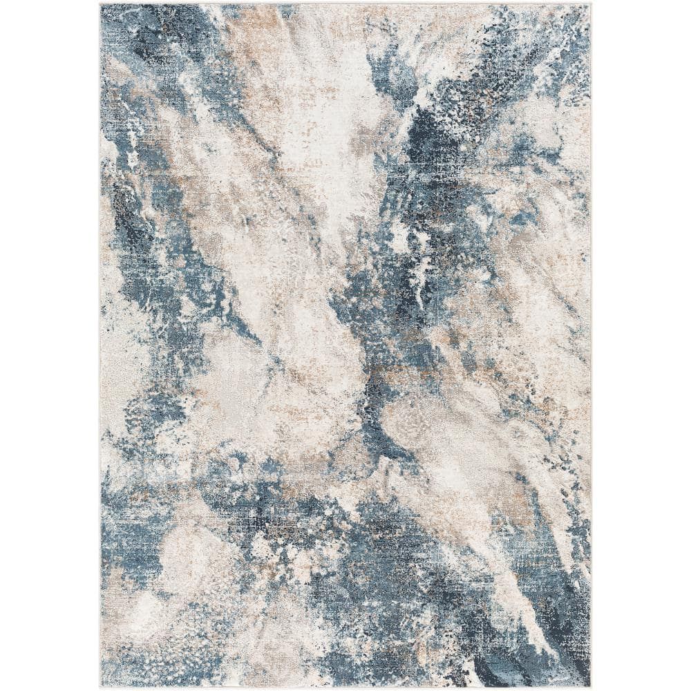 Gray Rectangular Polyester Stain-Resistant Medium Pile Rug