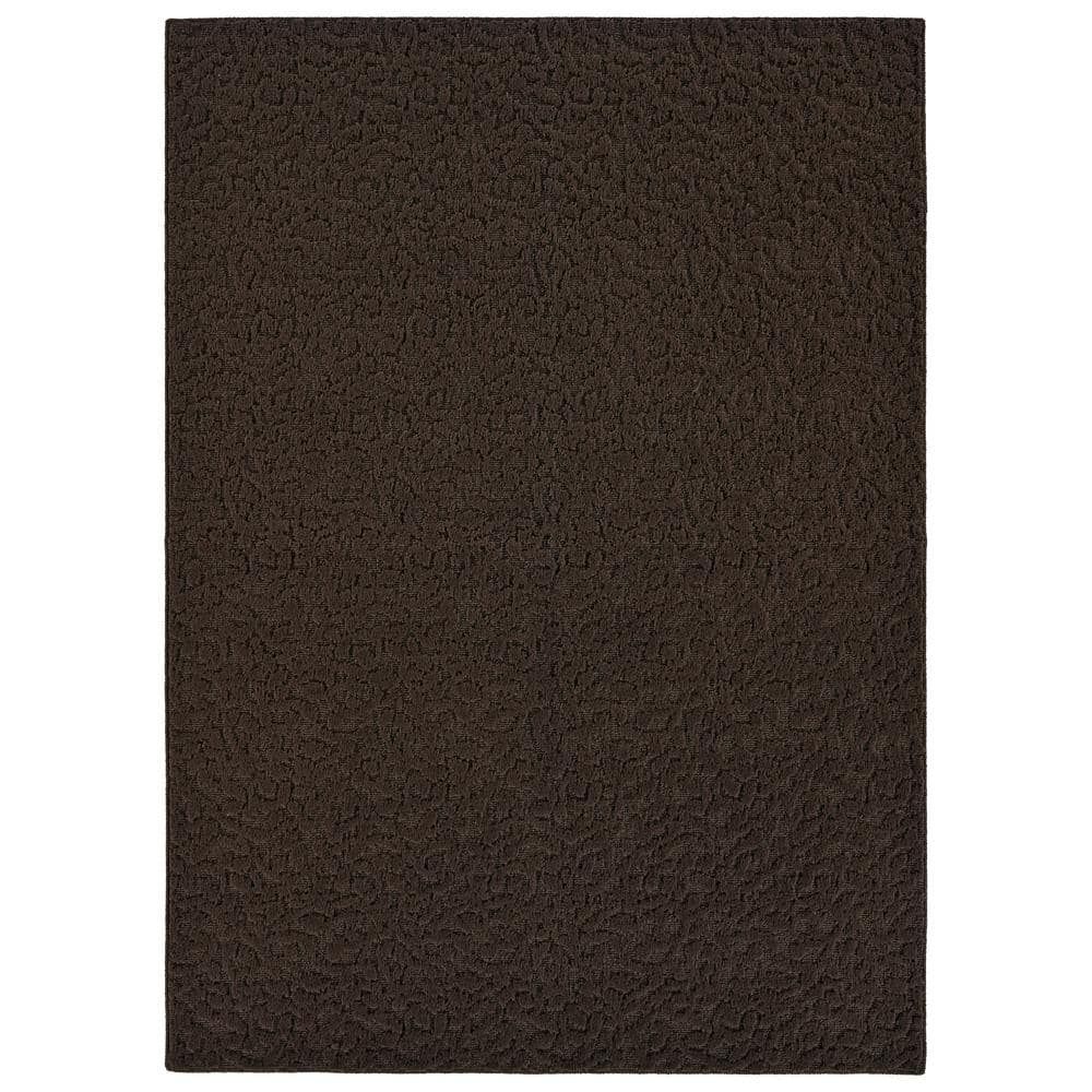 Mocha Floral Patterned 5' x 7' Polypropylene Area Rug