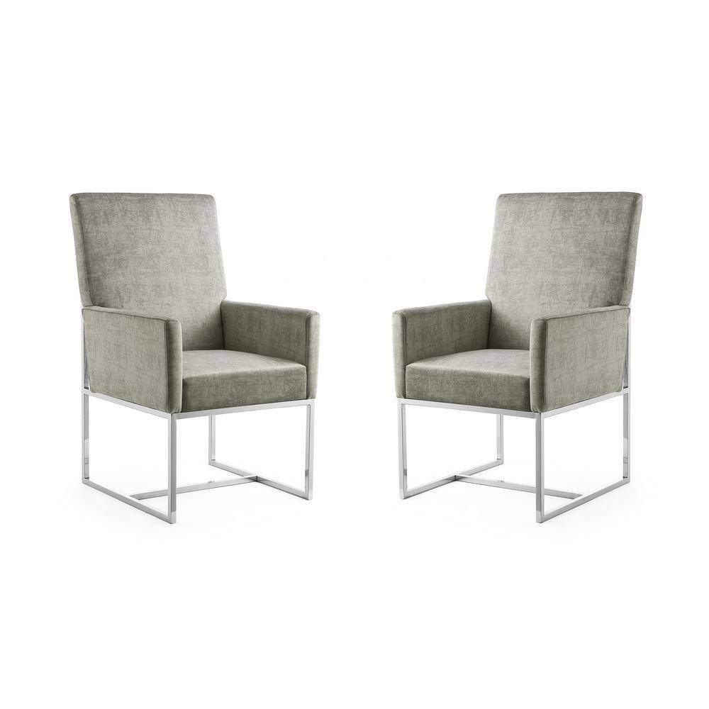 High-Back Steel Velvet Upholstered Arm Chair
