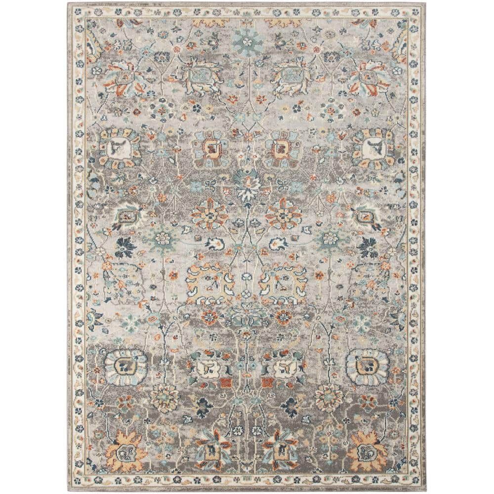 Grayson Easy-Care Gray Synthetic 8' x 10' Reversible Area Rug