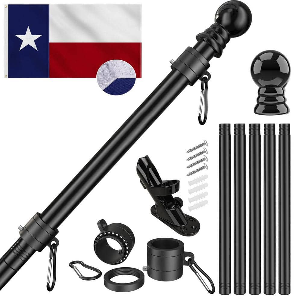 6 ft Black Flag Pole Kit with 3 x 5 ft Nylon American Flag