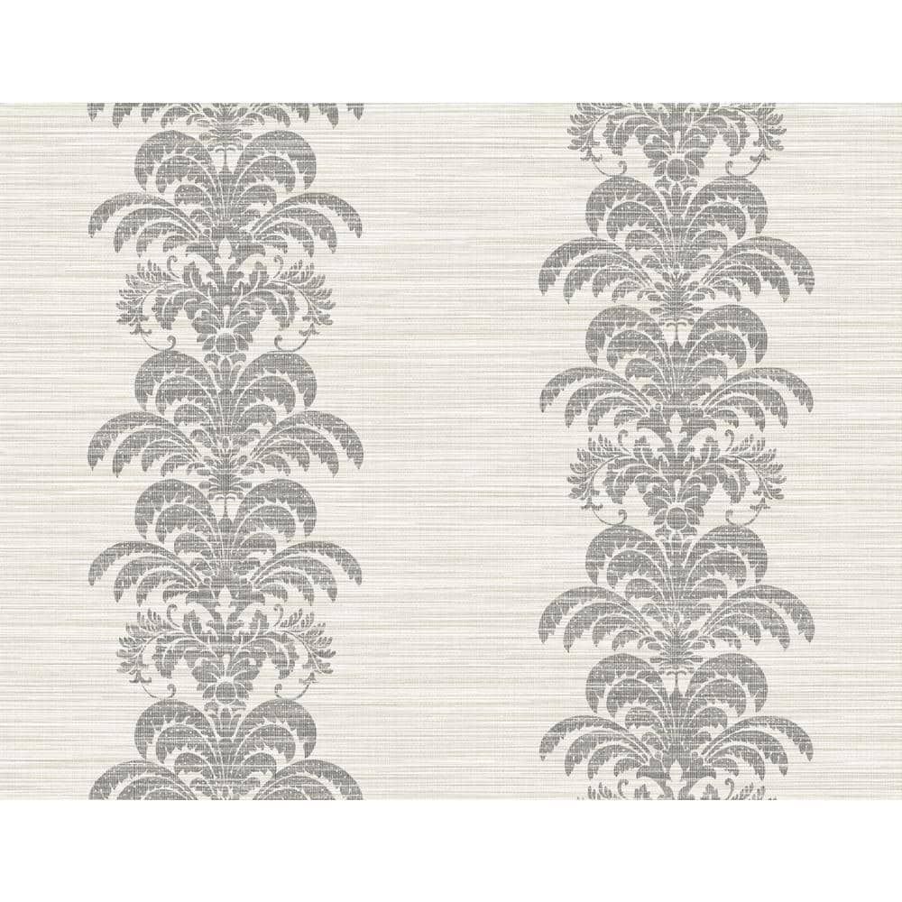 Elegant Charcoal & Ivory Damask Pattern Washable Wallpaper