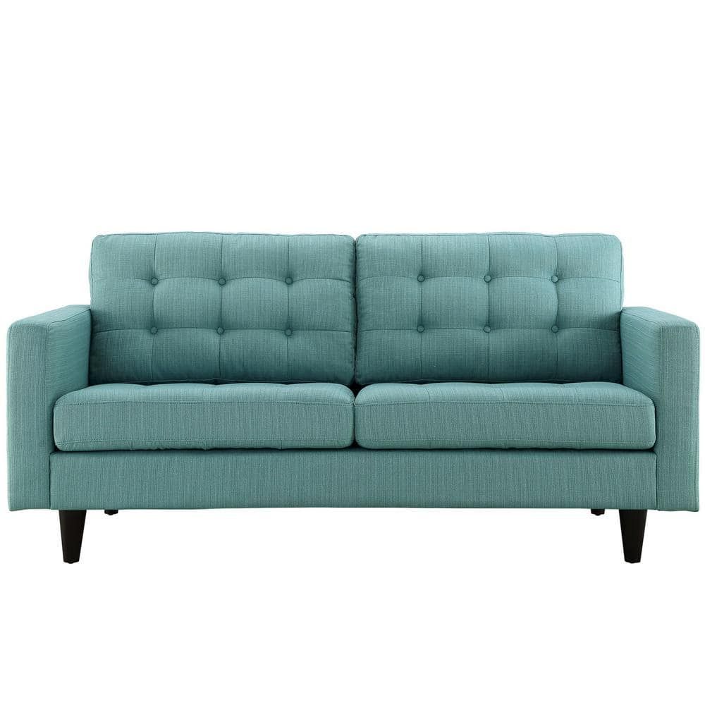 Laguna Tufted Fabric Loveseat with Solid Wood Legs