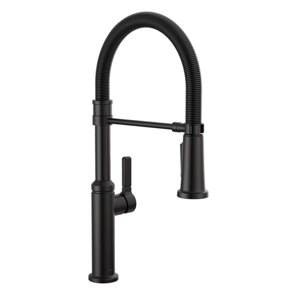 Matte Black Commercial Style Kitchen Faucet with Pull Down Sprayer