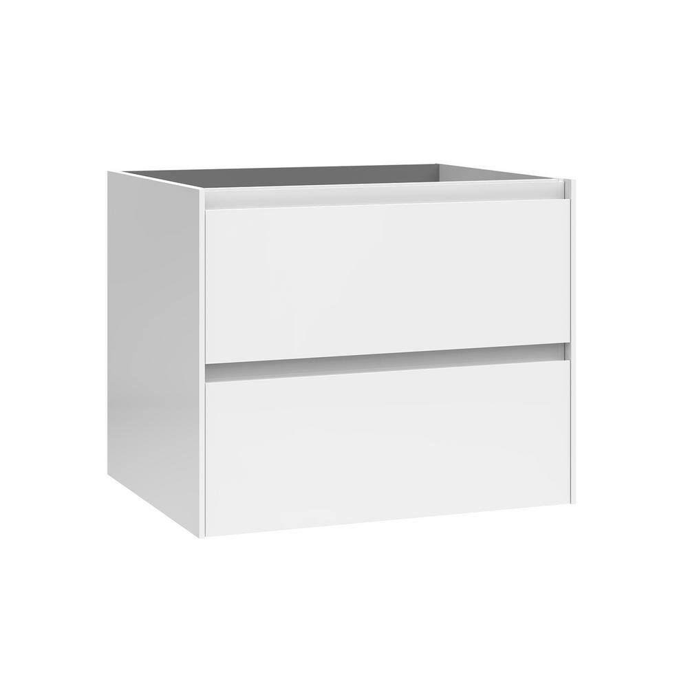Ambra Glossy White Single Wall-Mount Bathroom Vanity Base