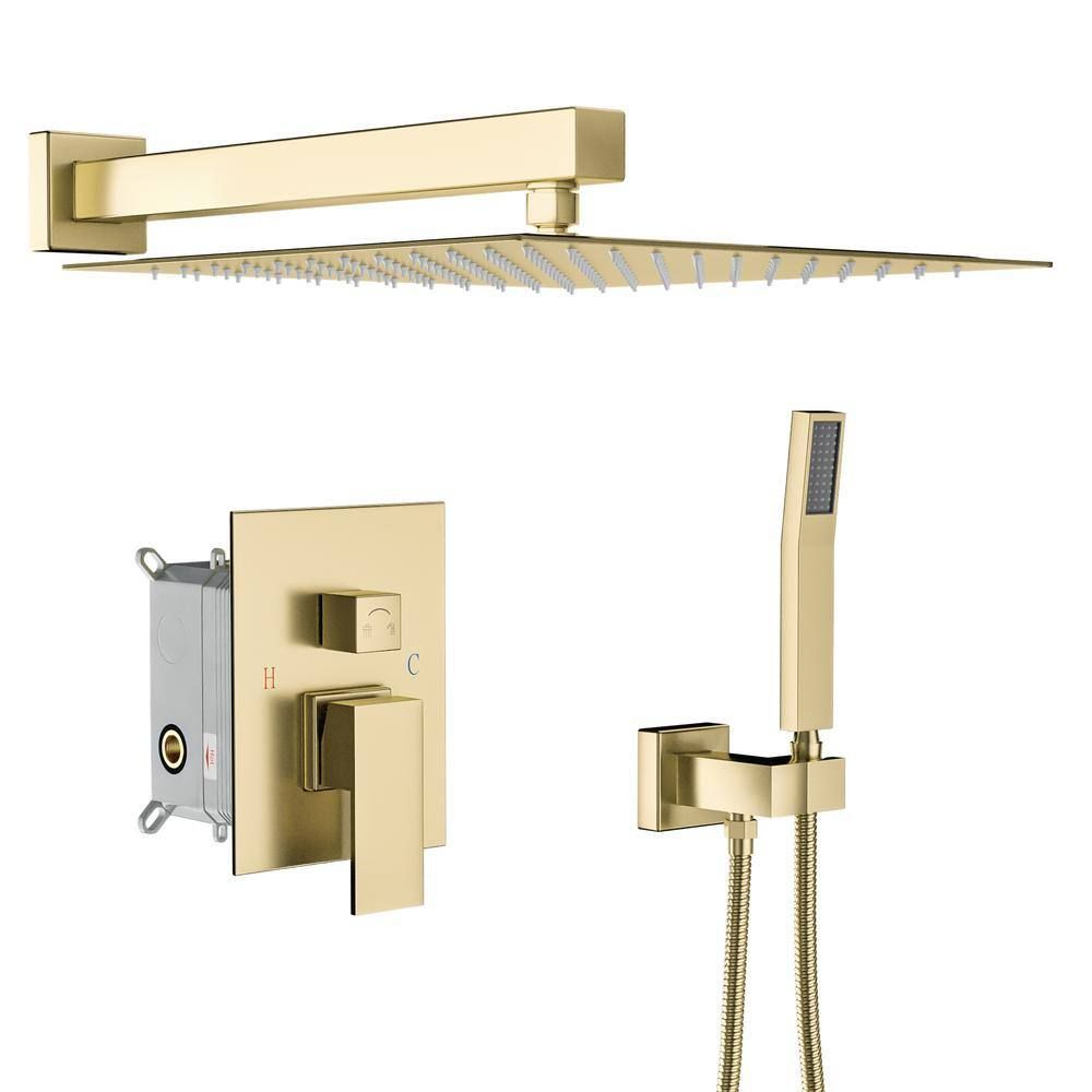 Large Gold Stainless Steel Dual Shower Head System with Handheld