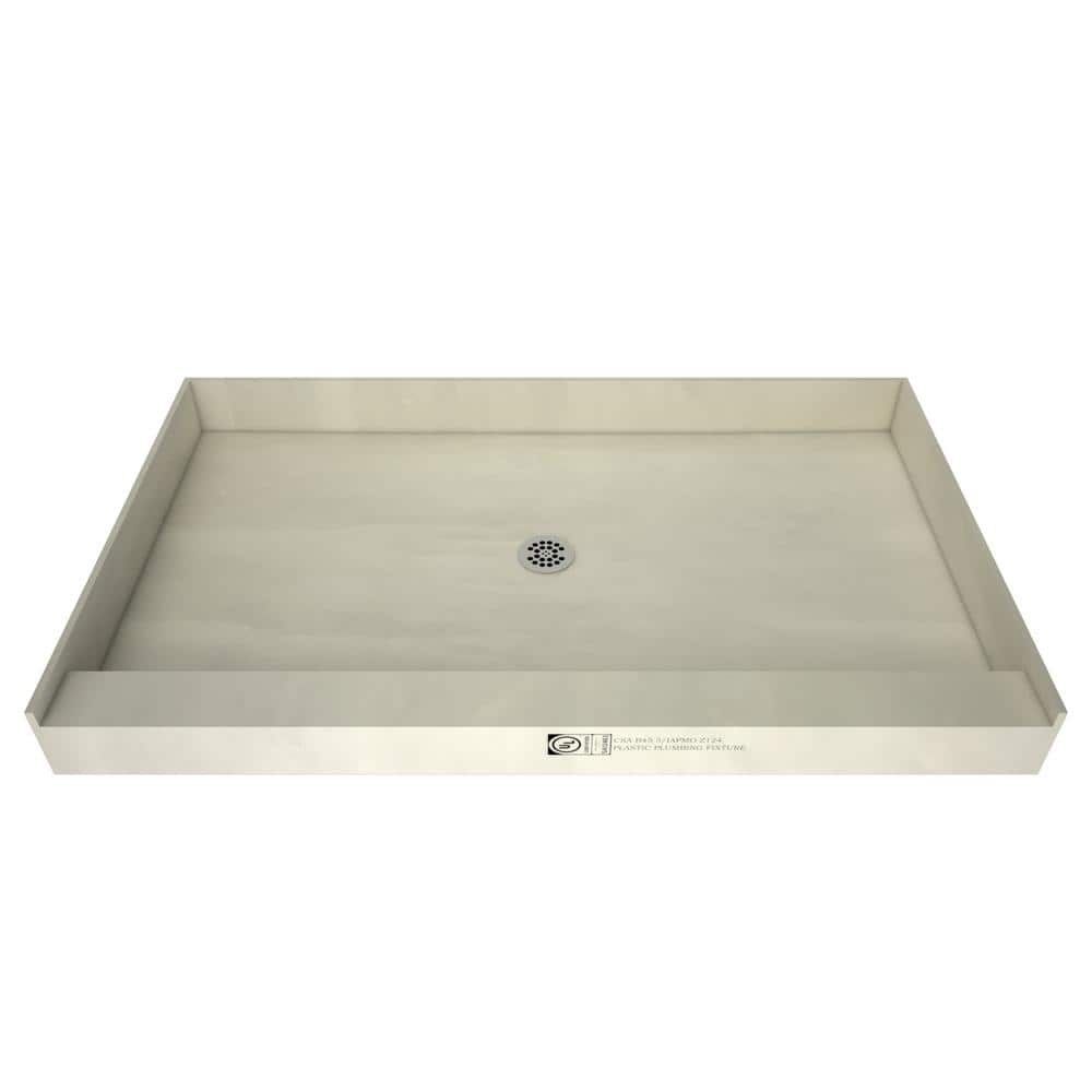 Gray Single Threshold Shower Base with Center Drain