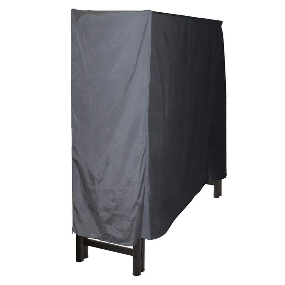 Weather-Resistant Black Polyester Full-Length Log Rack Cover