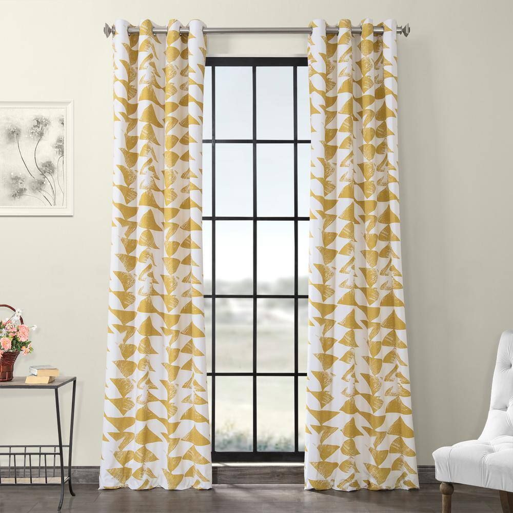 Triad Gold and White Cotton Grommet Window Panel - 50" W x 84" L