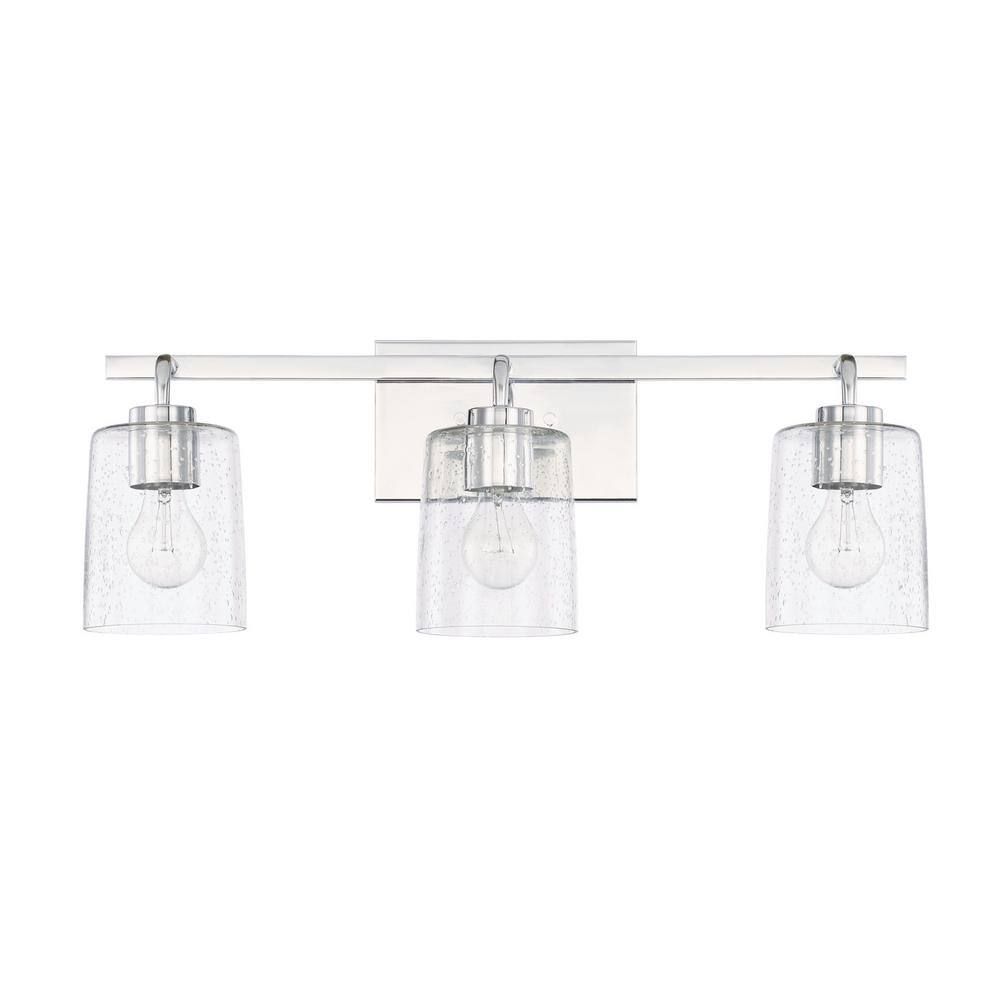 Greyson Chrome 3-Light Vanity with Clear Seeded Glass Shades
