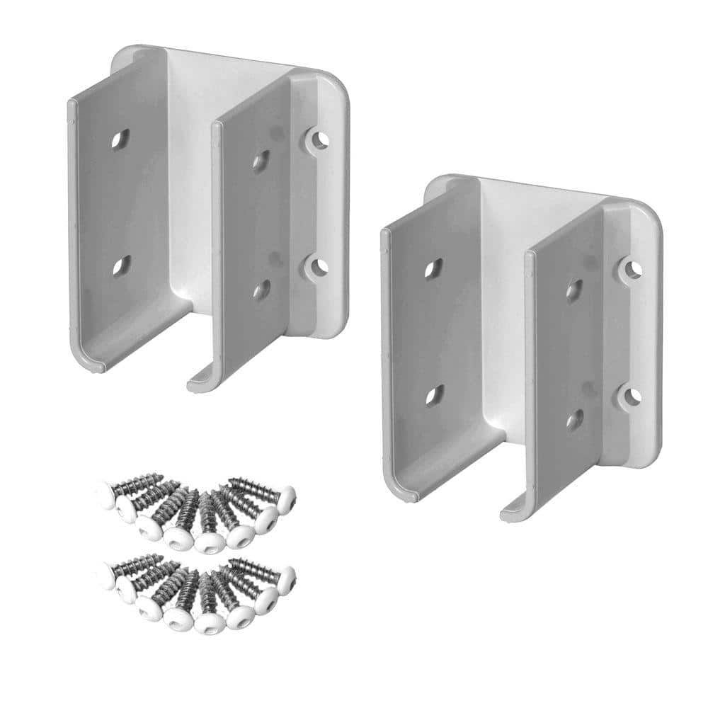 White Vinyl Fence Bracket Kit for Outdoor Panels (2-Pack)