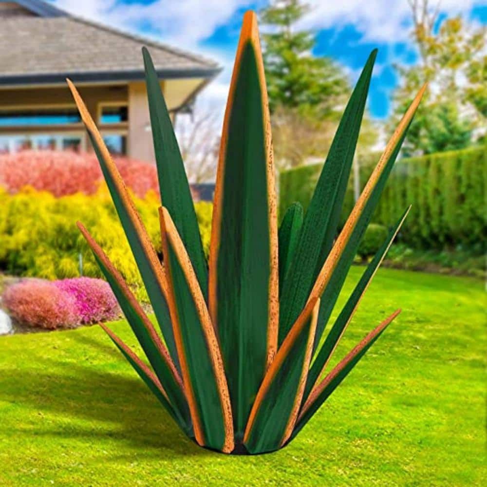 Large Dark Green Metal Agave Outdoor Sculpture