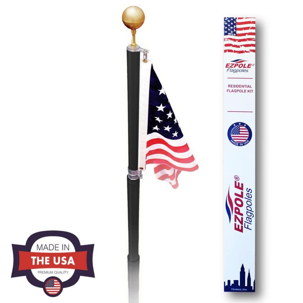 21 ft Bronze Telescopic Flagpole Kit with American Flag