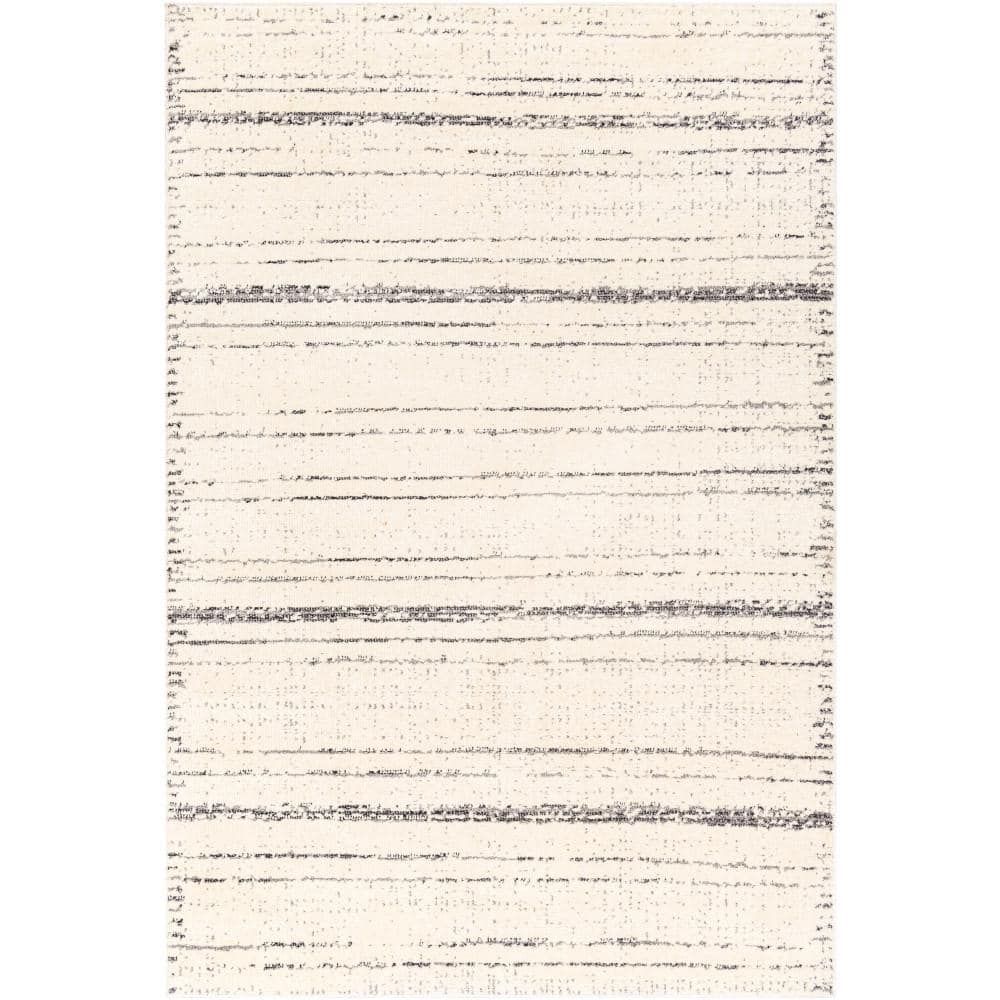 Ivory Striped Elegance 6'6" x 9' Synthetic Area Rug