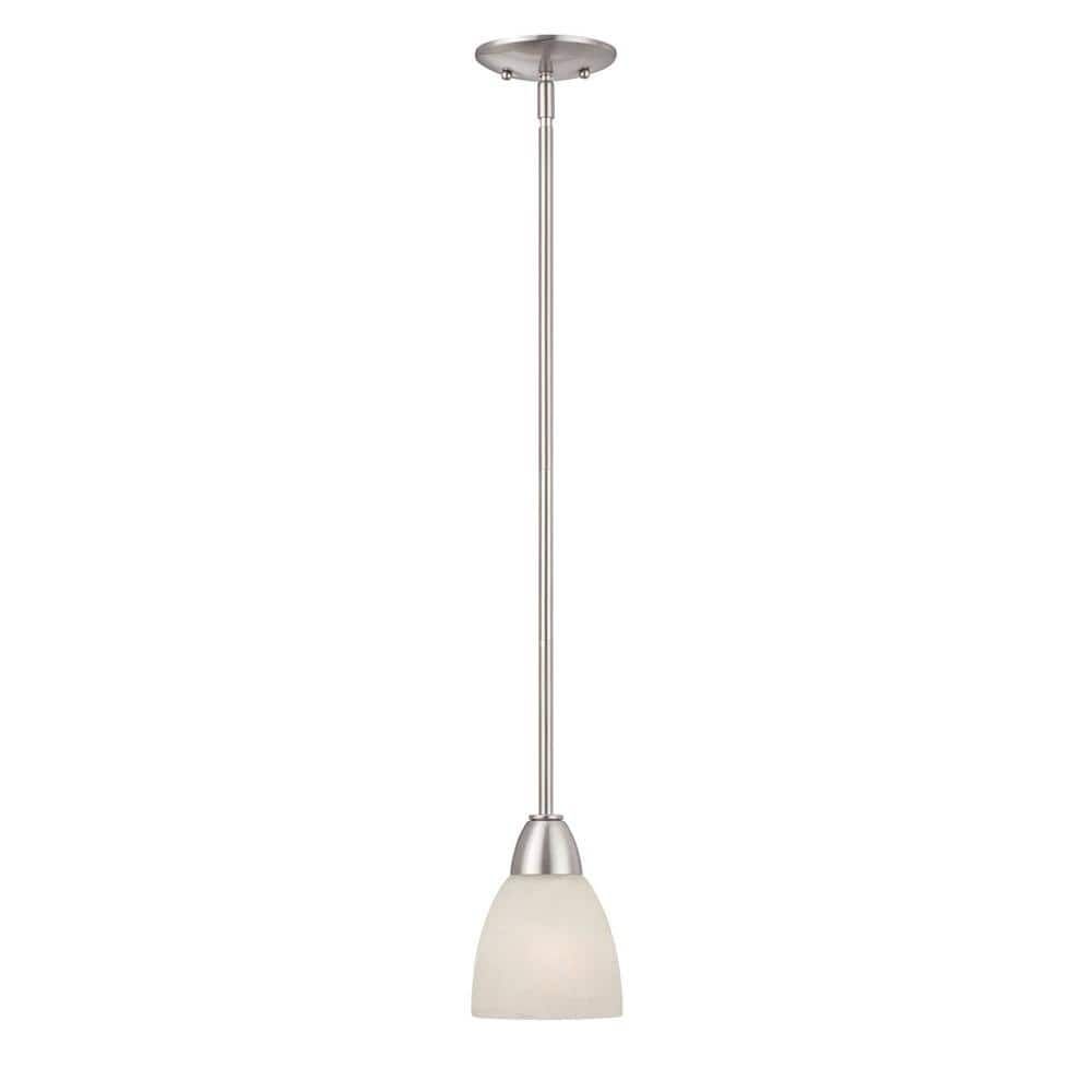 Brushed Nickel Mini Pendant Light with Alabaster Glass Shade