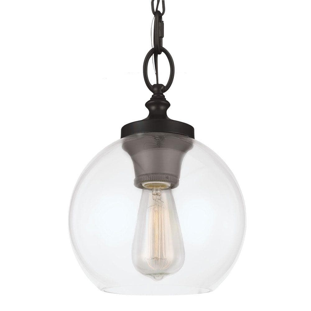 Tabby Mini Globe Pendant in Oil Rubbed Bronze with Clear Shade