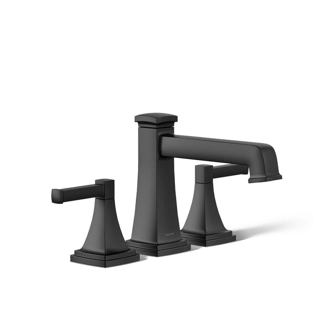 Matte Black Deck Mount Bath Faucet Trim Kit with Diverter Spout