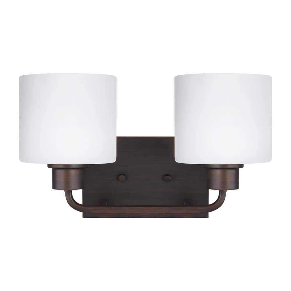Canfield Bronze 2-Light Vanity Fixture with Etched Glass
