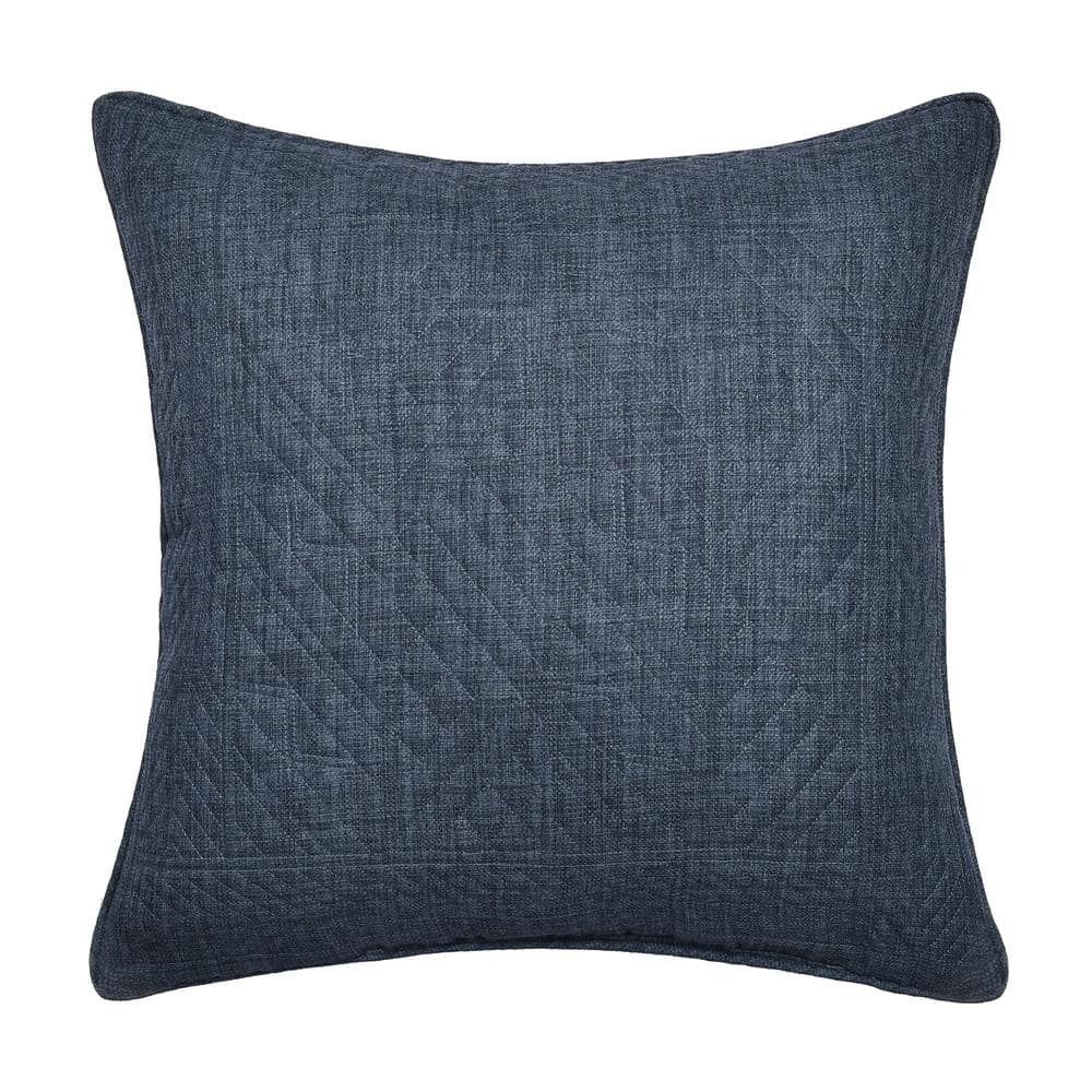 Indigo Heathered Cotton Square Decorative Throw Pillow