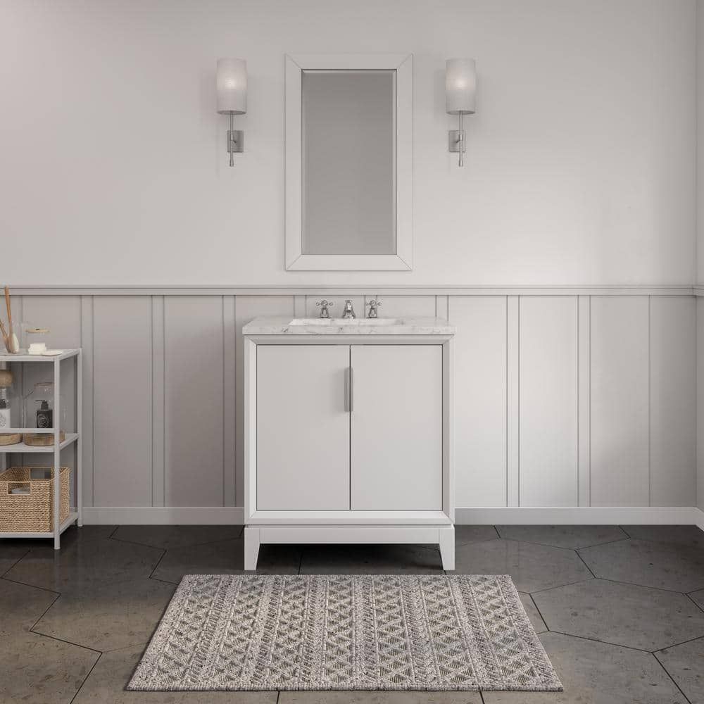 Elizabeth 30" Pure White Single Bathroom Vanity with Marble Top