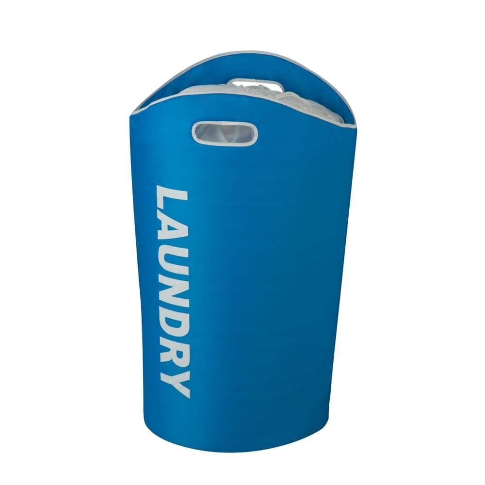 Blue Collapsible Upright Laundry Hamper with Handles