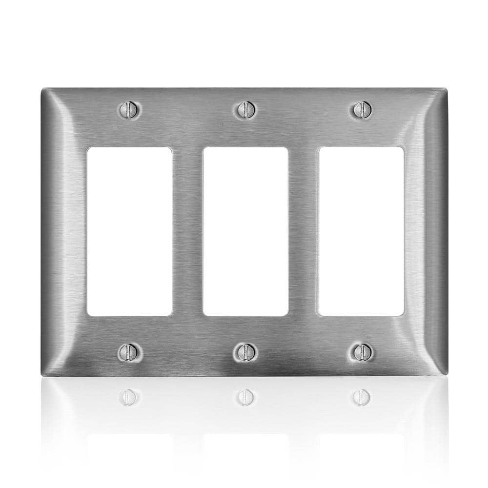 Stainless Steel Triple Decorator Wall Plate with Screws