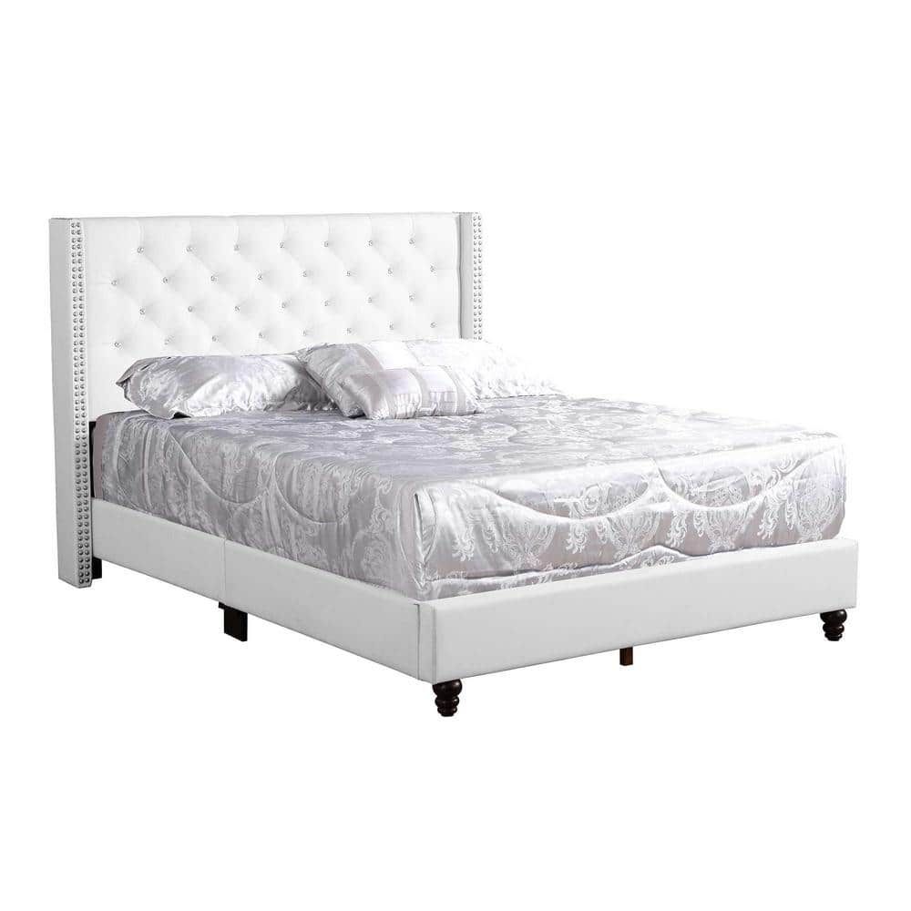 Elegant Queen Velvet Upholstered Bed with Diamond Tufting and Nailhead Trim