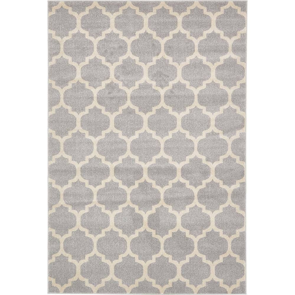 Light Grey 6' x 9' Synthetic Trellis Area Rug