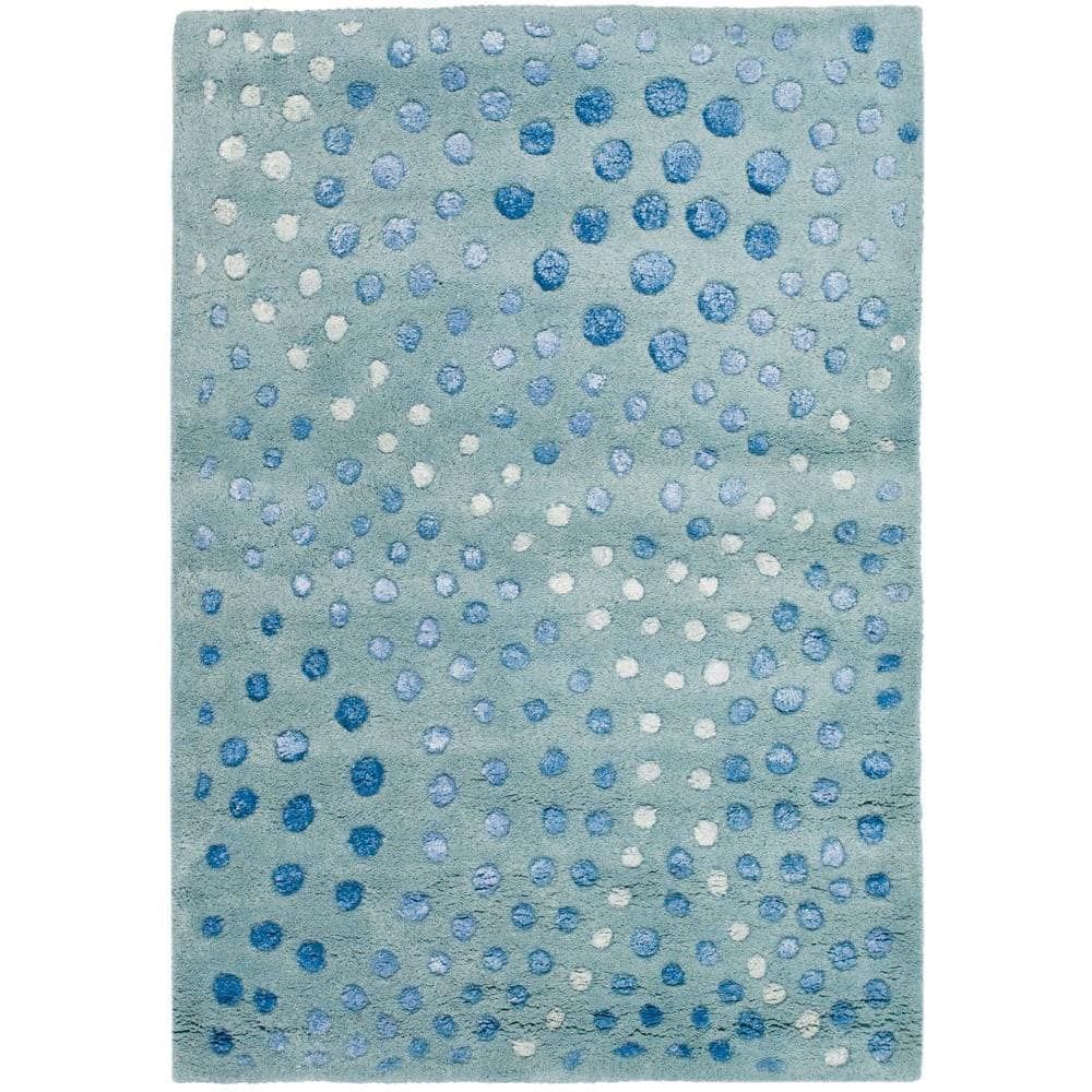 Light Blue Wool and Viscose Tufted Handmade Rug, 2' x 3'