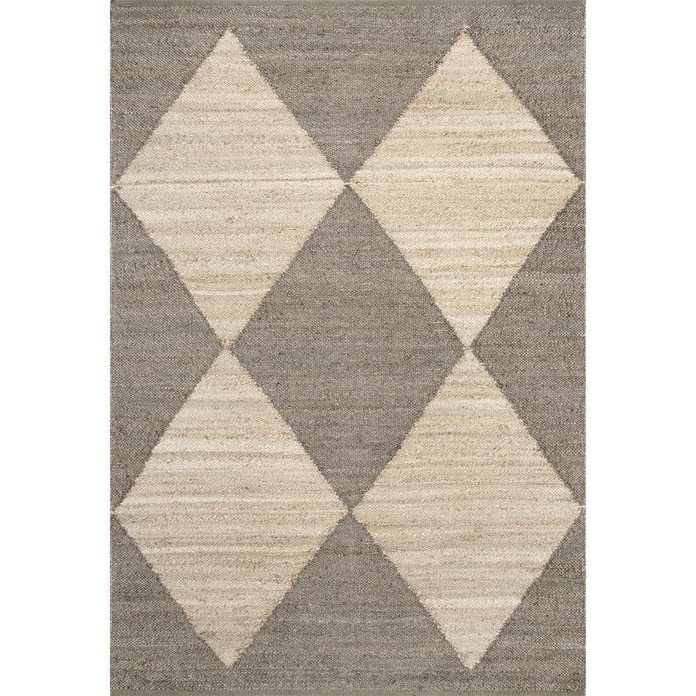 Handcrafted Gray Cotton-Jute Blend Rectangular Rug, 64in