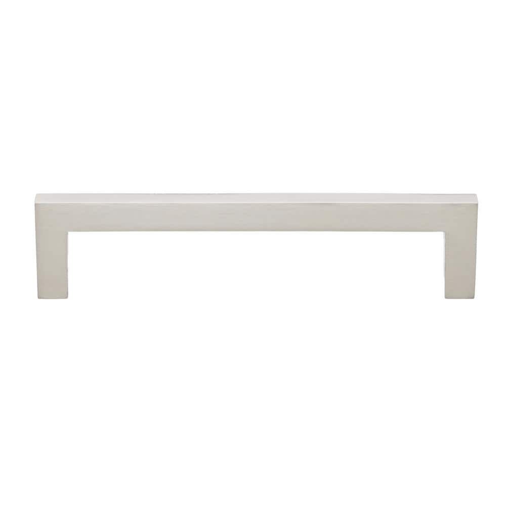 5 in. Satin Nickel Modern Square Cabinet Bar Pulls (10-Pack)