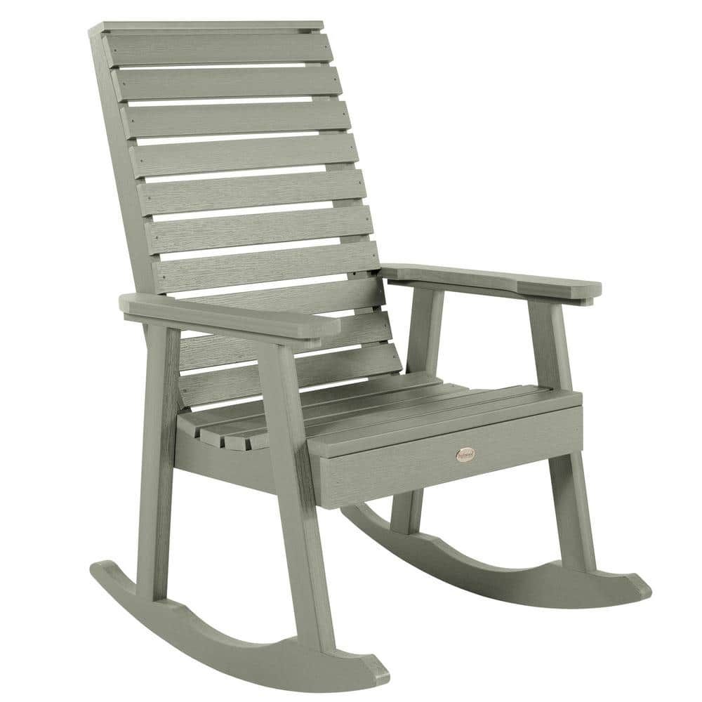 Weatherly Gray Eucalyptus Outdoor Rocking Chair with Arms