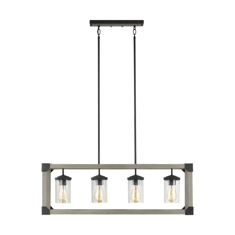 Dunning Driftwood Gray Steel 4-Light Island Chandelier