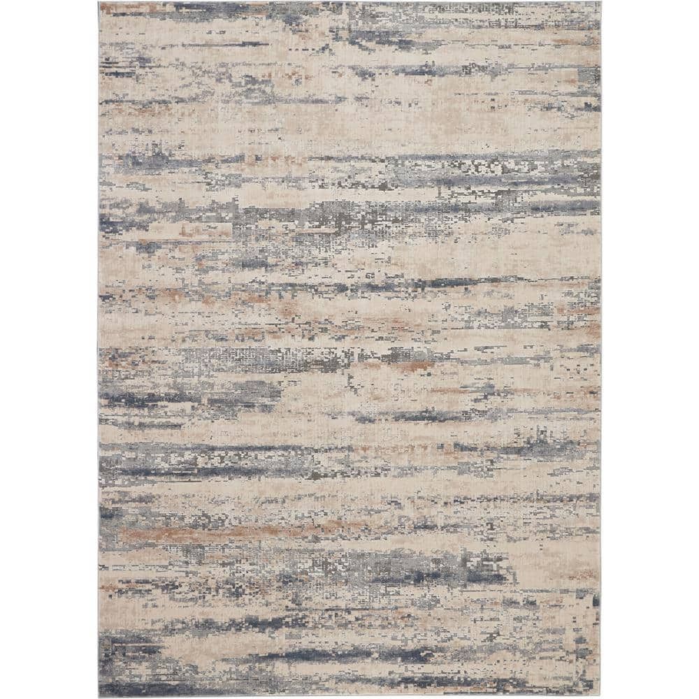 Urban Loft Abstract Gray Synthetic 7'10" x 10'6" Area Rug