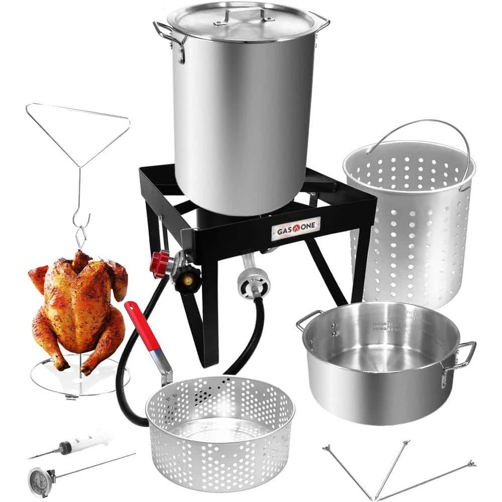 Black Aluminum 30 qt Propane Turkey Fryer Kit