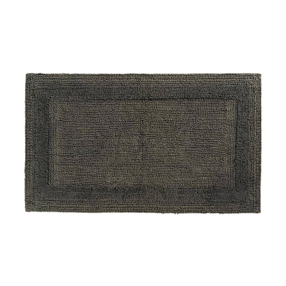 Stonewash Black Cotton Blend Rectangular Bath Rug 17x24