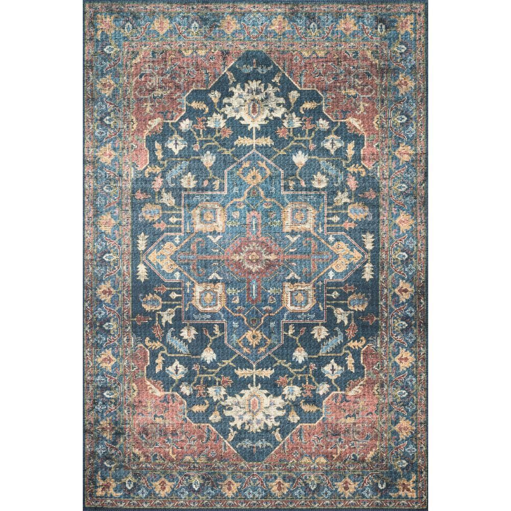 Skye Denim and Brick Synthetic Rectangular Rug