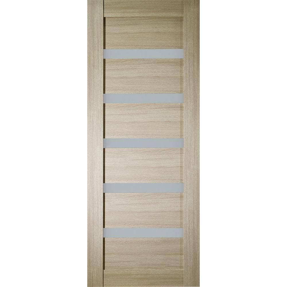 Shambor Finished Composite Wood Door with Frosted Glass Panels, 30" x 84"