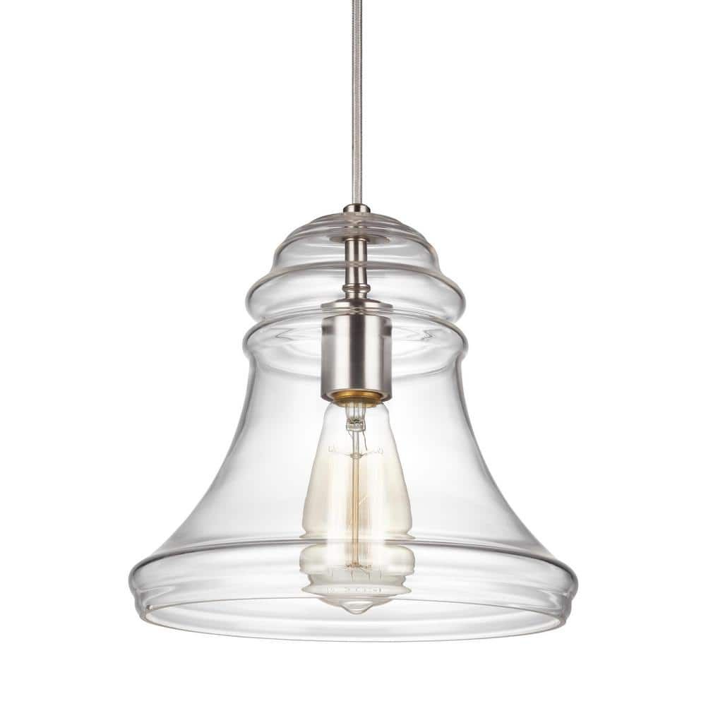 Doyle Satin Nickel Mini-Pendant with Clear Glass Shade