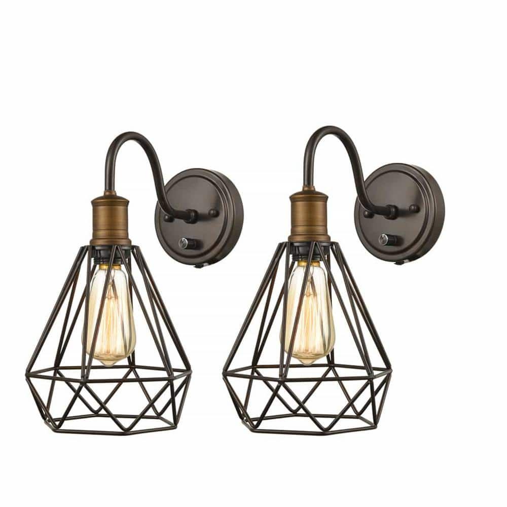 Barn Light Antique Bronze Industrial Wall Sconce Set