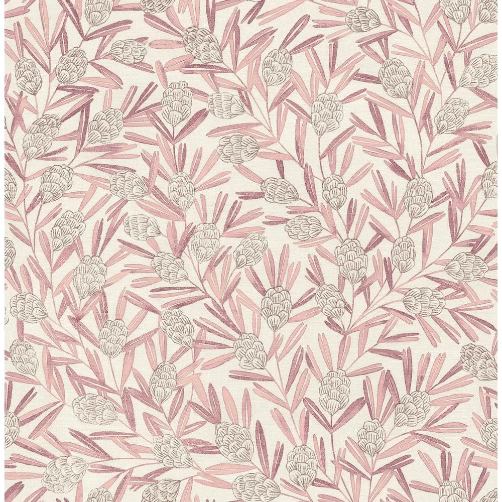 Zulma Pink 3D Botanical Non-Woven Wallpaper, 396"x20.5"