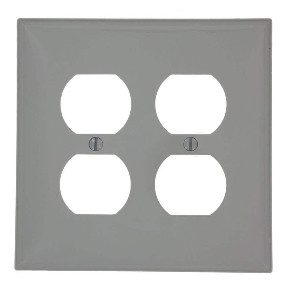 Gray Thermoplastic Nylon 2-Gang Duplex Receptacle Wall Plate