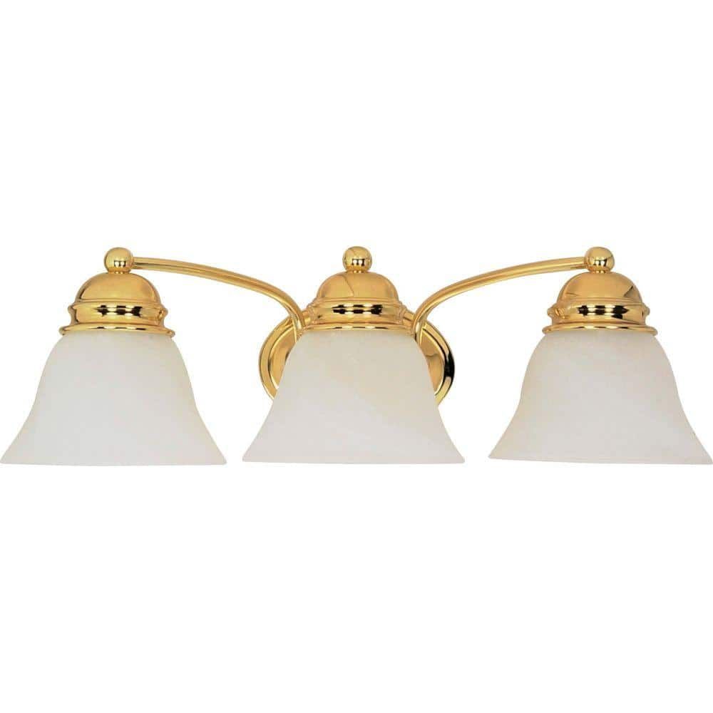 Polished Brass 3-Light Vanity Fixture with Bell Shades