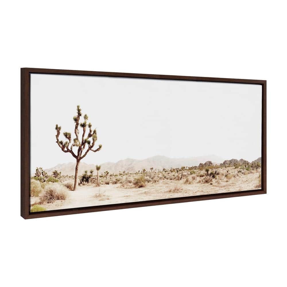 Lone Joshua Tree Brown Framed Canvas Landscape Art