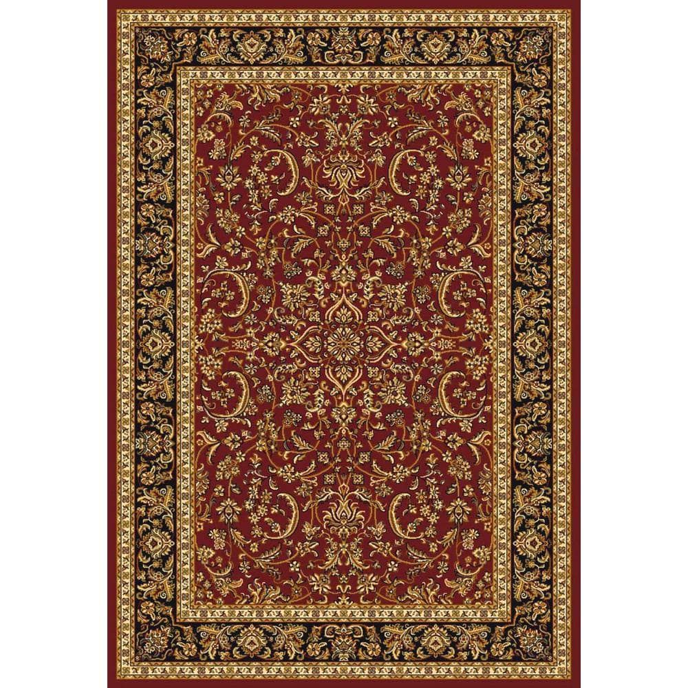 Burgundy and Black Synthetic Reversible Area Rug, 3' x 5'