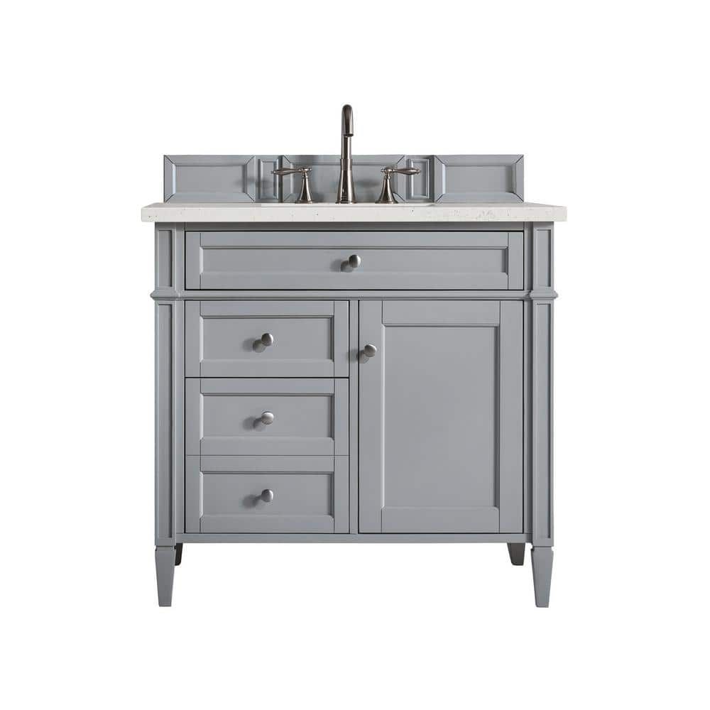 Urban Gray Solid Wood Single Vanity with Porcelain Sink